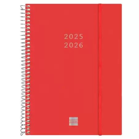 (636241326) FINOCAM AGENDA ESPIRAL 18 MESES E10 SVH CIERRE C/GOMA TAPA PP ROJO 2025-2026
