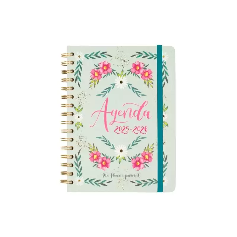 (647010126) FINOCAM AGENDA THE FLOWER JOURNAL ESPIRAL DOBLE E10 - 155X212MM SVH TAPA DURA VERDE 2025-2026