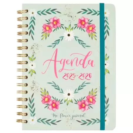 (647010126) FINOCAM AGENDA THE FLOWER JOURNAL ESPIRAL DOBLE E10 - 155X212MM SVH TAPA DURA VERDE 2025-2026