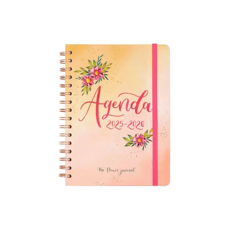 (647010226) FINOCAM AGENDA THE FLOWER JOURNAL ESPIRAL DOBLE E10 - 155X212MM SVH TAPA DURA ROSA 2025-2026