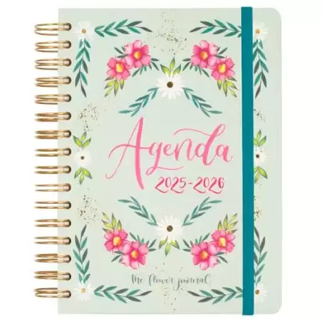 (647020126) FINOCAM AGENDA THE FLOWER JOURNAL ESPIRAL DOBLE E10 - 155X212MM 1DP TAPA DURA VERDE 2025-2026