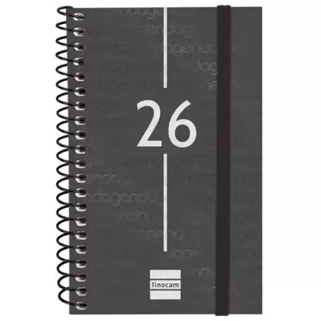 (741426026) FINOCAM AGENDA ESPIRAL YEAR E3-79X127MM SVH TAPA PP NEGRO 2026