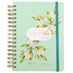 (770320226) FINOCAM AGENDA ESPIRAL THE FLOWER JOURNAL E10-155X212MM 1DP TAPA DURA VERDE 2026