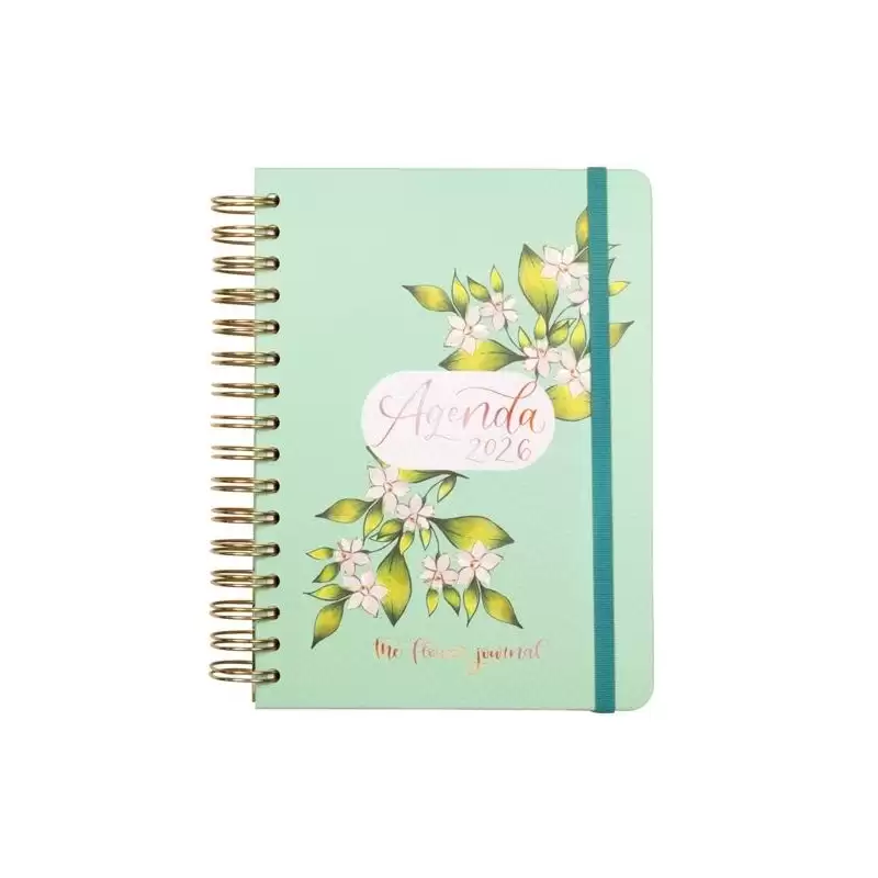 (770320226) FINOCAM AGENDA ESPIRAL THE FLOWER JOURNAL E10-155X212MM 1DP TAPA DURA VERDE 2026