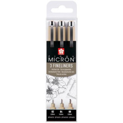 (POXSDK3) TALENS SAKURA ROTULADORES PERMANENTES PIGMA MICRON FINELINER ESTUCHE DE 3 NEGRO