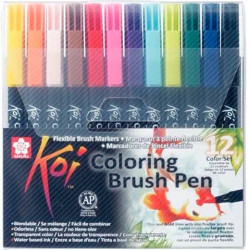 (XBR12A) TALENS SAKURA ROTULADORES PUNTA PINCEL KOI COLOURING BRUSH PEN ESTUCHE DE 12 C/SURTIDOS