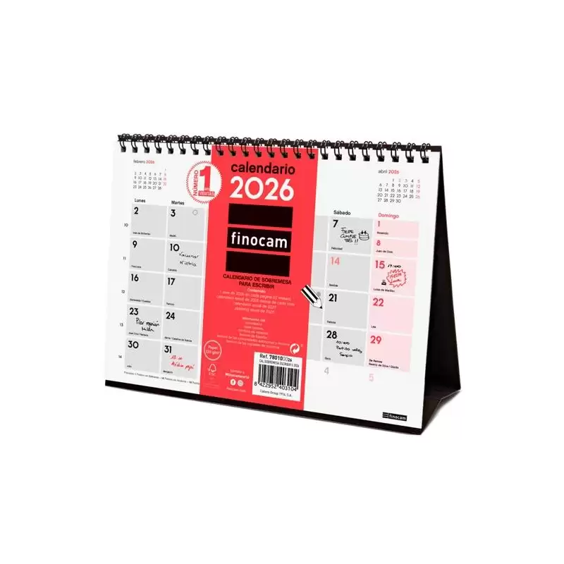 (780100026) FINOCAM CALENDARIO DE SOBREMESA PARA ESCRIBIR S-210X150MM MV NEUTRO 2026