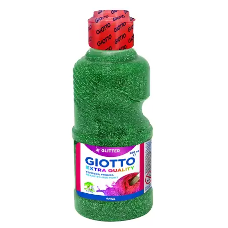 (F53120500) GIOTTO TÉMPERA GLITTER VERDE BOTELLA 250 ML
