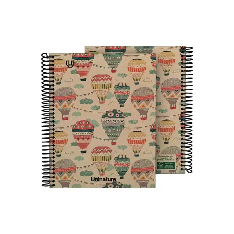 (88510002) GRAFOPLÁS CUADERNO ESPIRAL A5 80H 4X4 90GR KRAFT Y CARTÓN RECICLADO UNINATURE CAPADOCIA