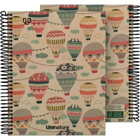 (88510002) GRAFOPLÁS CUADERNO ESPIRAL A5 80H 4X4 90GR KRAFT Y CARTÓN RECICLADO UNINATURE CAPADOCIA