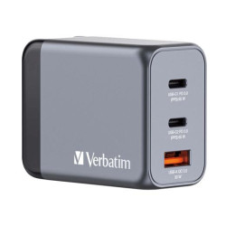 (32201) VERBATIM GNC-65 CARGADOR PARED GAN 65W USB-A 3.0 Y 2XUSB-C 3.0