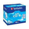 (43327) VERBATIM CD-R AZO, 700MB, 52X, 10 PACK JEWEL CASE, SUPERFICIE CRYSTAL