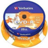 (43538) VERBATIM DVD-R, 4.7GB, 16X, 25 PACK SPINDLE, SUPERFICIE WIDE INKJET PRINTABLE (21 -118MM)