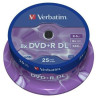 (43757) VERBATIM DVD+R DOBLE CAPA, 8.5GB, 8X, 25 PACK SPINDLE, SUPERFICIE MATT SILVER