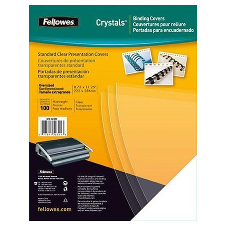 (53764) FELLOWES PACK DE 100 PORTADAS PVC TRANSPARENTE CRISTAL A3 200 MICRAS