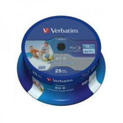 (43811) VERBATIM BD-R SL DATALIFE, 25GB, 6X, 25 PACK SPINDLE, WIDE INKJET PRINTABLE (22-118MM)