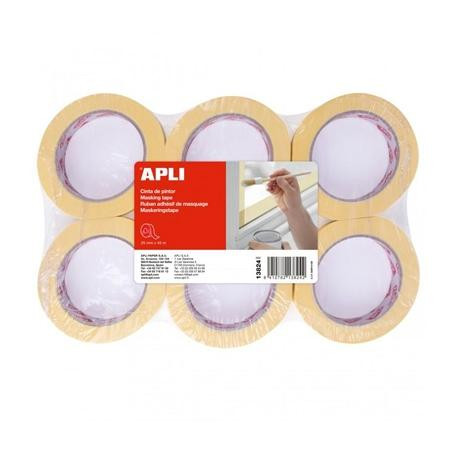 (13824) APLI CINTA PINTOR 60GR ROLLO 25MMX45M REMOVIBLE AMARILLO -6U-