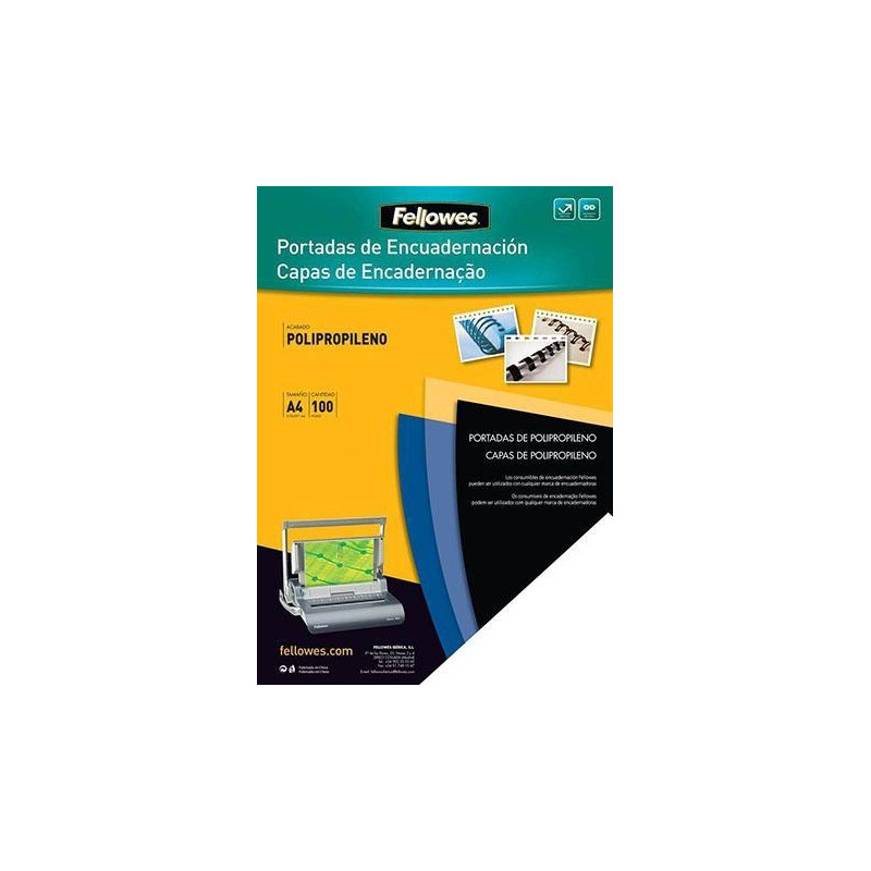 (5476603) FELLOWES TAPAS ENCUADERNACIÓN A4 PP 280 MICRAS NEGRO PACK 100 UD