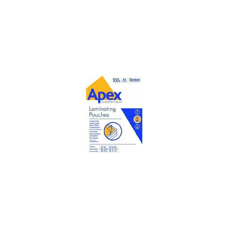(6003501) FELLOWES FUNDAS DE PLASTIFICAR APEX 125 MICRAS A4 BRILLO PACK 100 UD