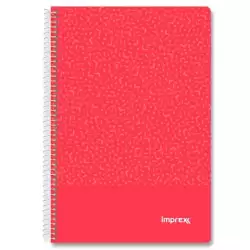 (IMP0100) IMPREX CUADERNO ESPIRAL TAPA PP FOLIO 80H 90GR 4X4 ROJO