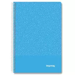 (IMP0101) IMPREX CUADERNO ESPIRAL TAPA PP FOLIO 80H 90GR 4X4 AZUL