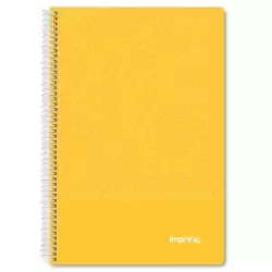 (IMP0102) IMPREX CUADERNO ESPIRAL TAPA PP FOLIO 80H 90GR 4X4 AMARILLO