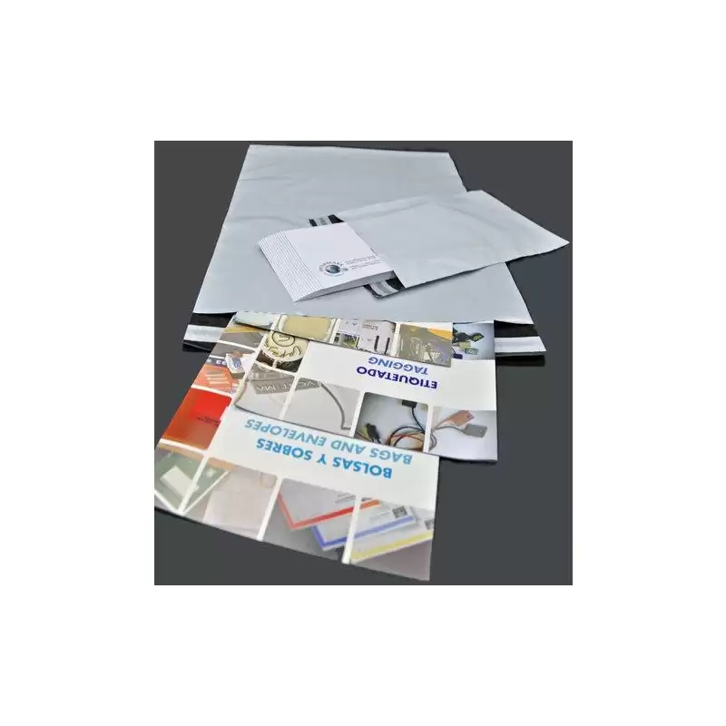 (BC3504504060CSIN) BOLSAS MENSAJERÍA ESTÁNDAR PLÁSTICO OPACO 350X450+40 SOLAPA BLANCO / INTERIOR NEGRO -PACK DE 100UD-