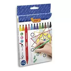 (1512) JOVI ROTULADORES DOBLE PUNTA 175MM ESTUCHE DE 12 C/SURTIDOS