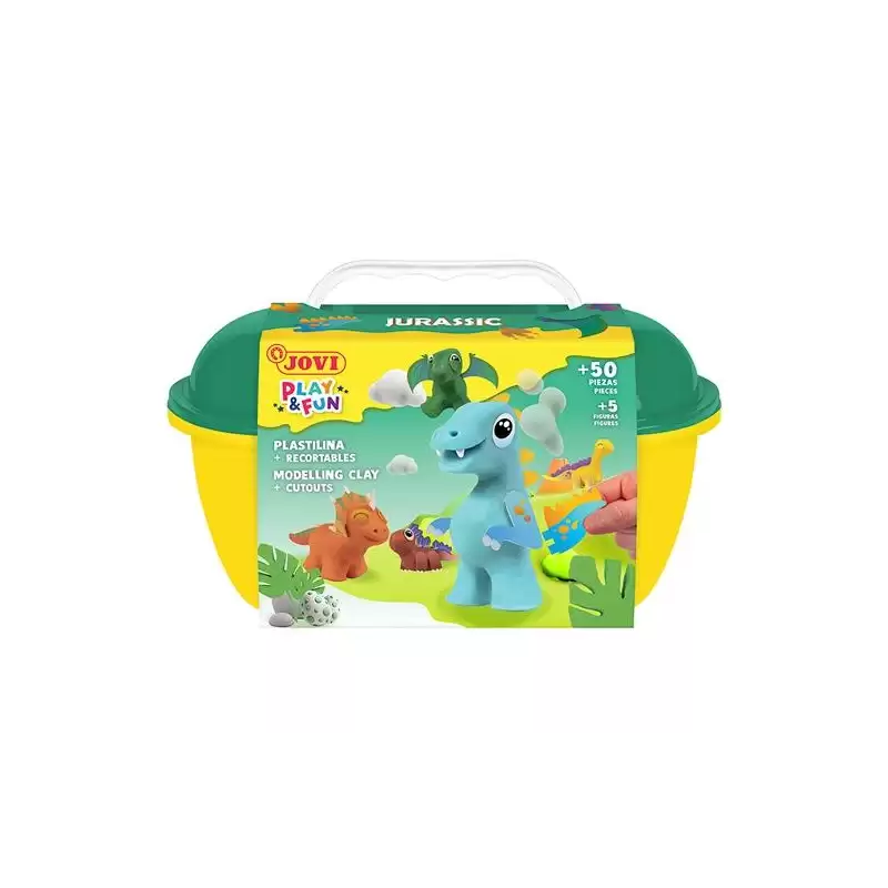 (2201) JOVI PLASTILINA + ACCESORIOS PLAY&FUN COFRE JURASIC