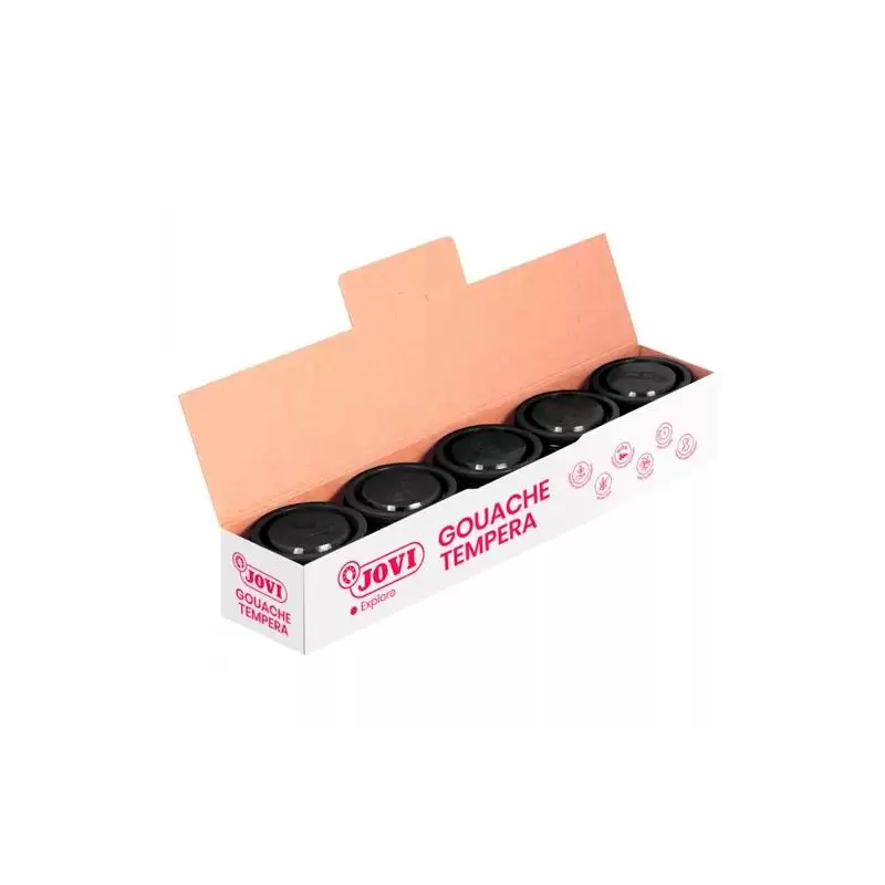(50330) JOVI TÉMPERA ESCOLAR ESTUCHE 5 BOTES NEGRO DE 35ML
