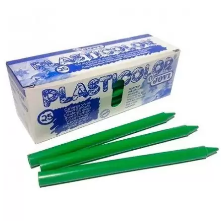 (92504) JOVI CERAS PLÁSTICAS CRAYONS STUDENT UNICOLOR VERDE CLARO CAJA 25 UD