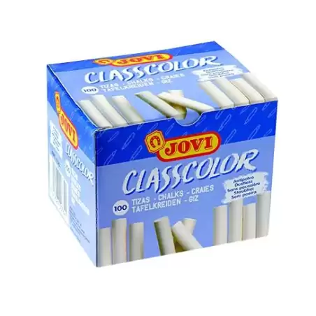 (1100) JOVI TIZAS CLASSCOLOR SCHOOL ANTIPOLVO 80MM BLANCO CAJA 100 UD