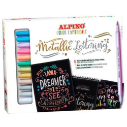 (AR010701) ALPINO ROTULADORES METALLIC LETTERING COLOR EXPERIENCE DOBLE PUNTA C/SURTIDOS ESTUCHE 12 UD + BLOC