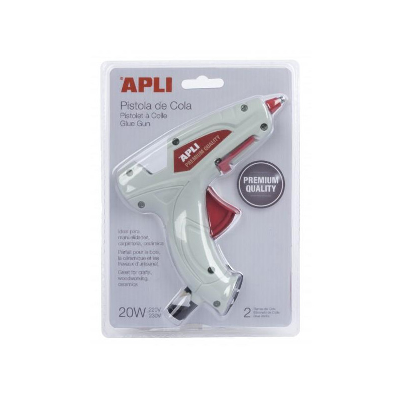 (16668) APLI PISTOLA DE SILICONA CALIENTE BLANCA 20W + 2 BARRAS