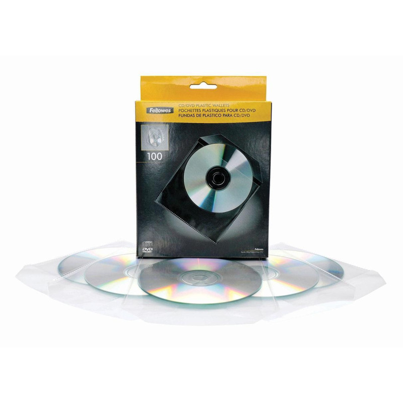 (9831201) FELLOWES PACK DE 100 SOBRES PLÁSTICO CDS TRANSPARENTES