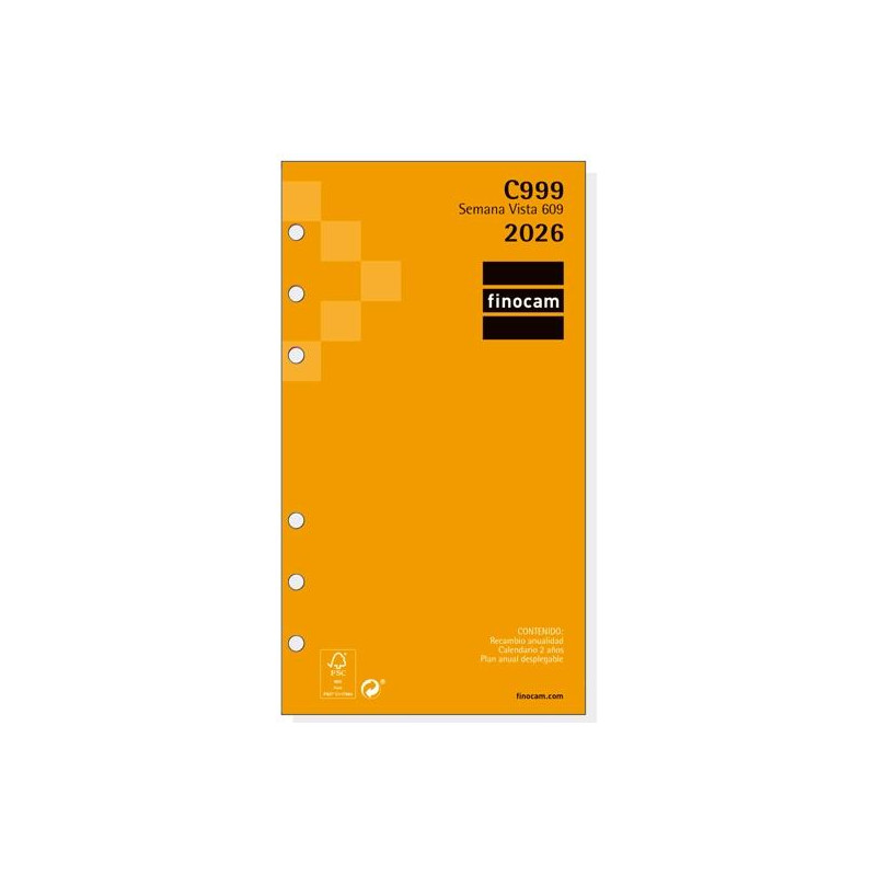 (201260026) FINOCAM RECAMBIO ANUAL AGENDA DE ANILLAS CLASSIC C999 609-94X171MM SVH 2026