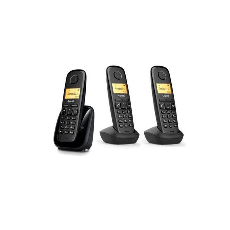 (L36852-H2807-D211) GIGASET TELEFONO INALAMBRICO A180 TRIO NEGRO