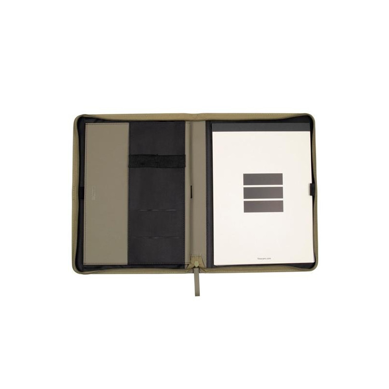 (5098202) FINOCAM PORTADOCUMENTOS NOPAL CREMALLERA A4 IMITACIÓN CUERO VERDE OLIVA