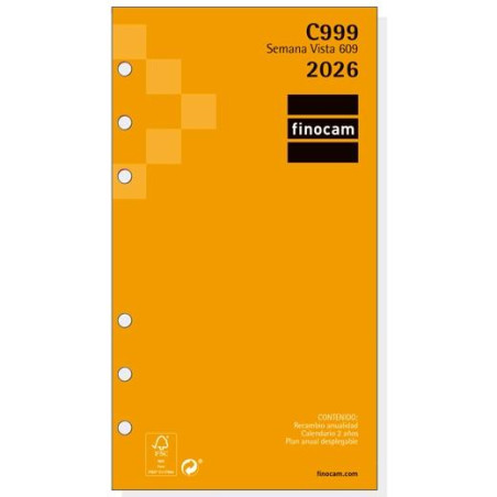 (201260026) FINOCAM RECAMBIO ANUAL AGENDA DE ANILLAS CLASSIC C999 609-94X171MM SVH 2026