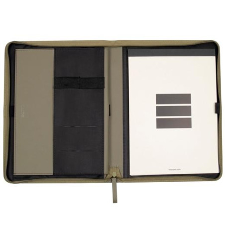 (5098202) FINOCAM PORTADOCUMENTOS NOPAL CREMALLERA A4 IMITACIÓN CUERO VERDE OLIVA