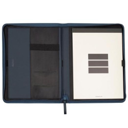 (5098203) FINOCAM PORTADOCUMENTOS NOPAL CREMALLERA A4 IMITACIÓN CUERO AZUL MARINO