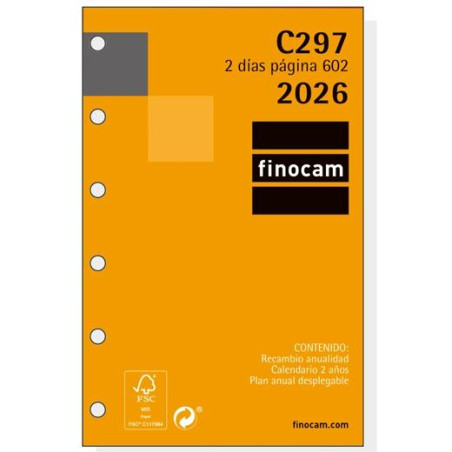 (201280026) FINOCAM RECAMBIO ANUAL AGENDA DE ANILLAS CLASSIC C297 602-73X114MM 2DP 2026