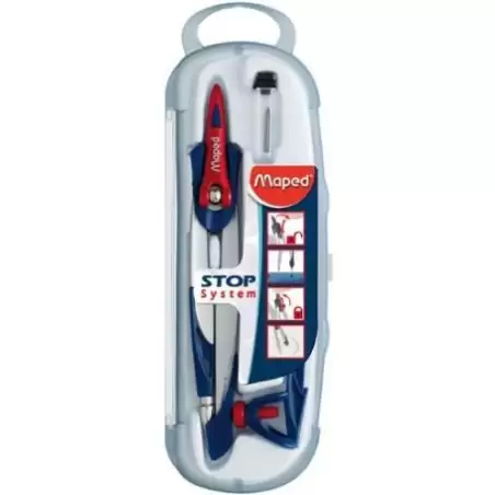 (196100) MAPED COMPÁS STOP SYSTEM CON ADAPTADOR ESTUCHE DE 3 PIEZAS