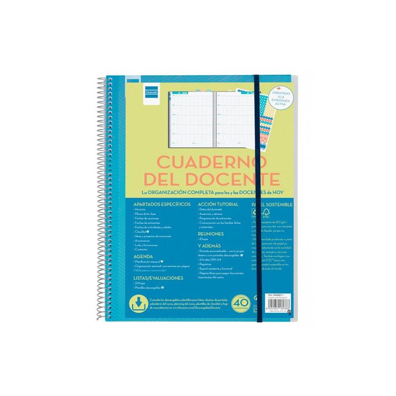 (5340200) FINOCAM CUADERNO-AGENDA DEL DOCENTE.2 ESPIRAL 230X310MM SVH 46 SEMANAS (CURSO LECTIVO)