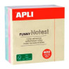 (10972) APLI CUBO DE NOTAS ADHESIVAS FUNNY 75X75MM CUBO DE 400H COLORES SURTIDOS PASTEL