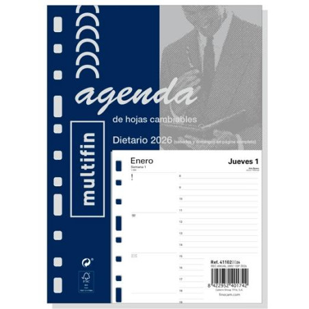 (411020026) FINOCAM RECAMBIO ANUAL AGENDA 11 ANILLAS MULTIFIN 3002-155X215MM 1DP 2026