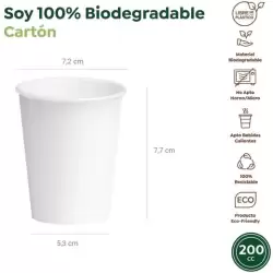 (30301D) VASO CARTÓN BIODEGRADABLE 200CC BLANCO PACK 25 UD