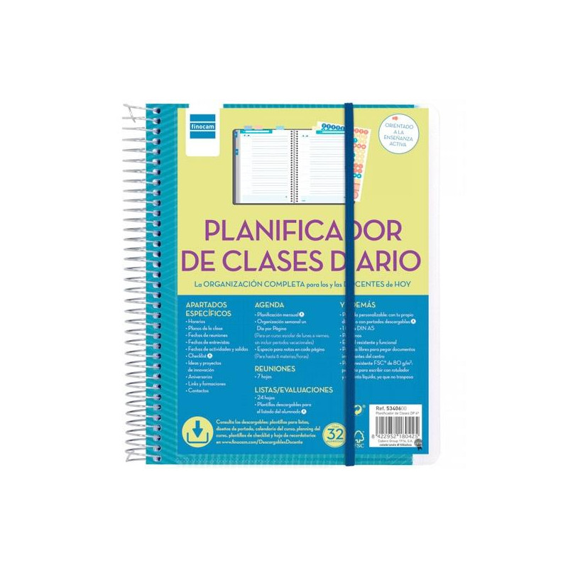 (5340600) FINOCAM CUADERNO PLANIFICADOR DE CLASES DIARIO 1/4 1DP ESPIRAL T/POLIPROPILENO ESPAÑOL