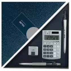 (08737) MILAN EDITION BOX SET DE ESCRITORIO SILVER AZUL MARINO