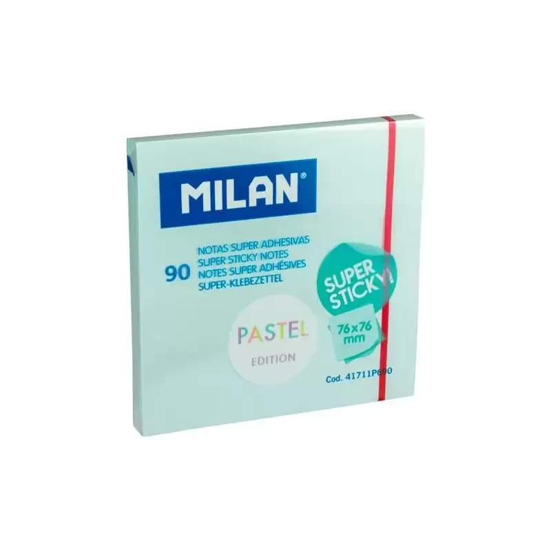 (41711P690) MILAN BLOC NOTAS SUPER ADHESIVAS 90H 76X76MM EDICIÓN PASTEL AZUL